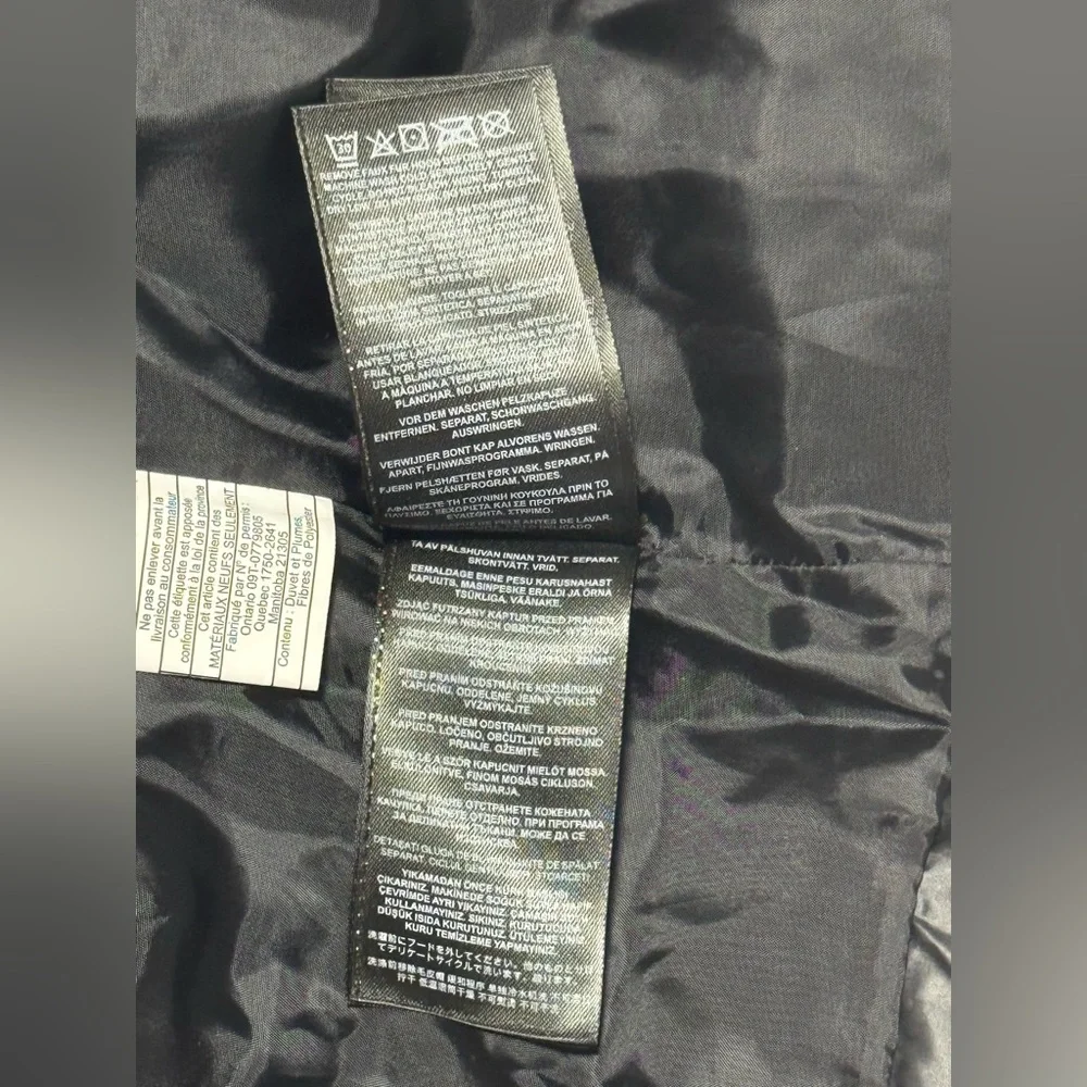 GUESS Black Shiny Puffer With Faux Fur Hoodie Ladies Size XL - Picture 11 of 12